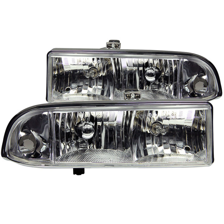 ANZO 1998-2005 Chevrolet S-10 Crystal Headlights Chrome - Bull Strap