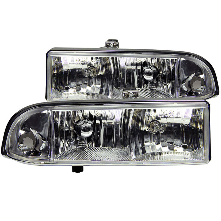 ANZO 1998-2005 Chevrolet S-10 Crystal Headlights Chrome - Bull Strap