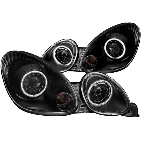 ANZO 1998-2005 Lexus Gs300 Projector Headlights w/ Halo Black - Bull Strap