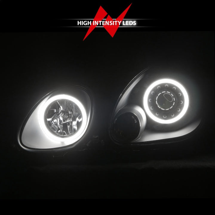 ANZO 1998-2005 Lexus Gs300 Projector Headlights w/ Halo Black - Bull Strap