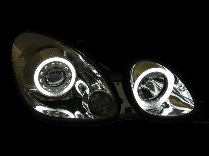 ANZO 1998-2005 Lexus Gs300 Projector Headlights w/ Halo Chrome - Bull Strap