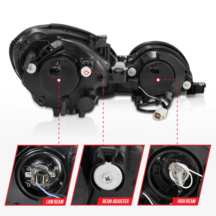 ANZO 1998-2005 Lexus Gs300 Projector Headlights w/ Halo Chrome - Bull Strap