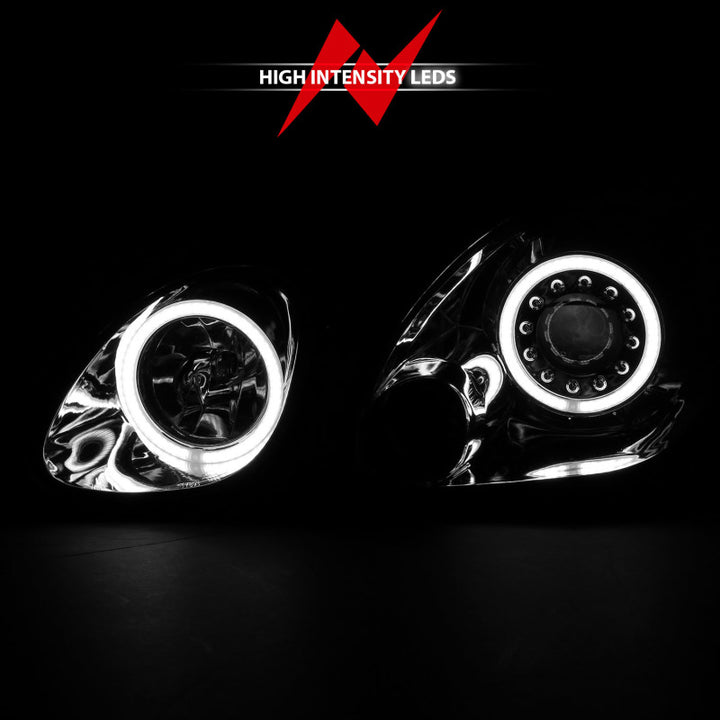 ANZO 1998-2005 Lexus Gs300 Projector Headlights w/ Halo Chrome - Bull Strap