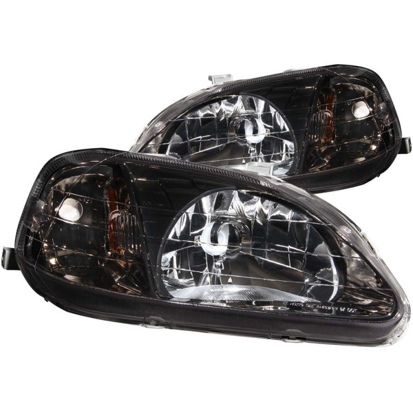 ANZO 1999-2000 Honda Civic Crystal Headlights Gun-Metal Gray - Bull Strap
