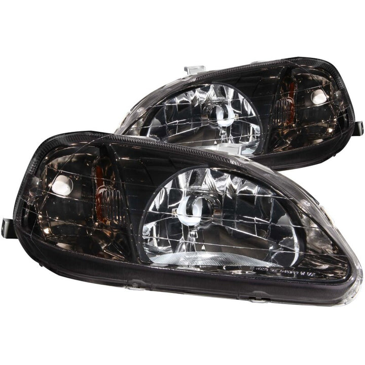 ANZO 1999-2000 Honda Civic Crystal Headlights Gun-Metal Gray - Bull Strap