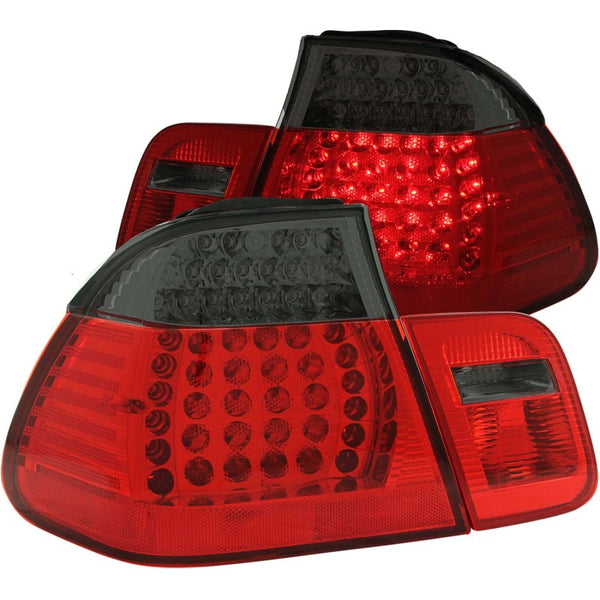 ANZO 1999-2001 BMW 3 Series E46 LED Taillights Red/Smoke 2pc - Bull Strap