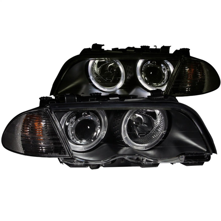 ANZO 1999-2001 BMW 3 Series E46 Projector Headlights w/ Halo Black (CCFL) - Bull Strap