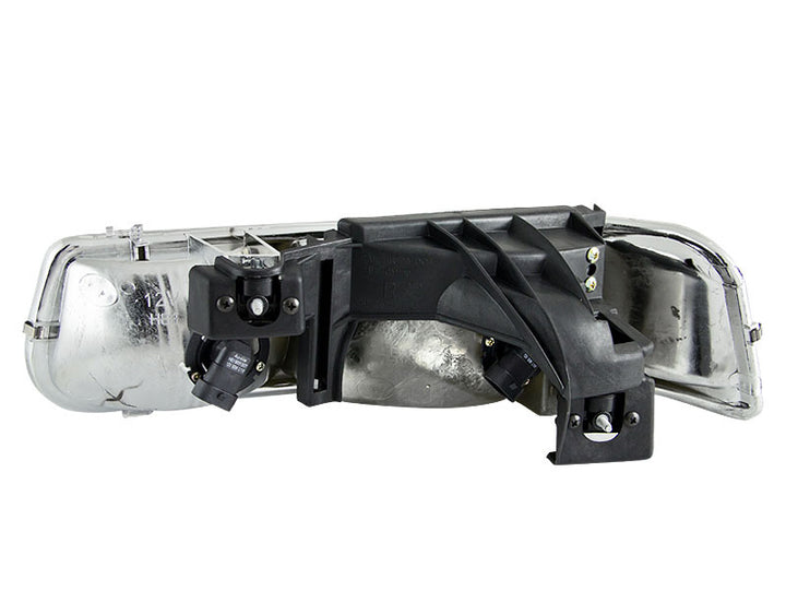 ANZO 1999-2002 Chevrolet Silverado 1500 Crystal Headlights Black - Bull Strap