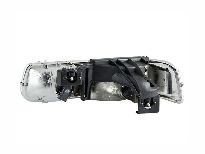 ANZO 1999-2002 Chevrolet Silverado 1500 Crystal Headlights Chrome - Bull Strap