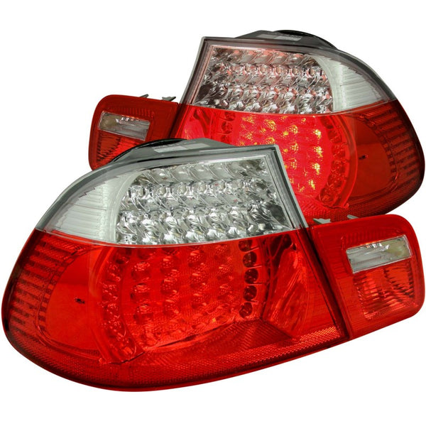 ANZO 2000-2003 BMW 3 Series E46 LED Taillights Red/Clear - Bull Strap