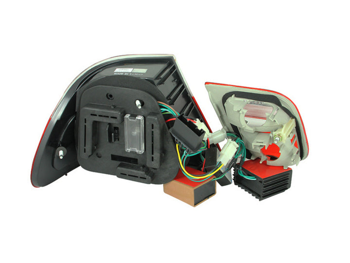 ANZO 2000-2003 BMW 3 Series E46 LED Taillights Red/Clear - Bull Strap