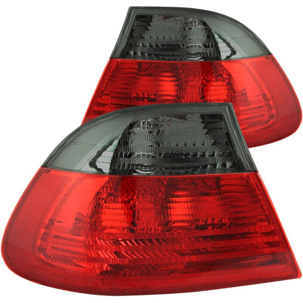 ANZO 2000-2003 BMW 3 Series E46 Taillights Red/Smoke - Outer - Bull Strap