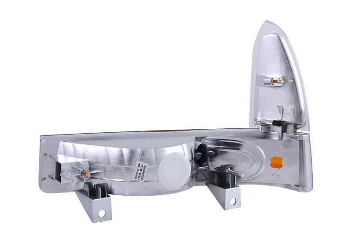 ANZO 2000-2004 Ford Excursion Euro Parking Lights Chrome w/ Amber Reflector - Bull Strap