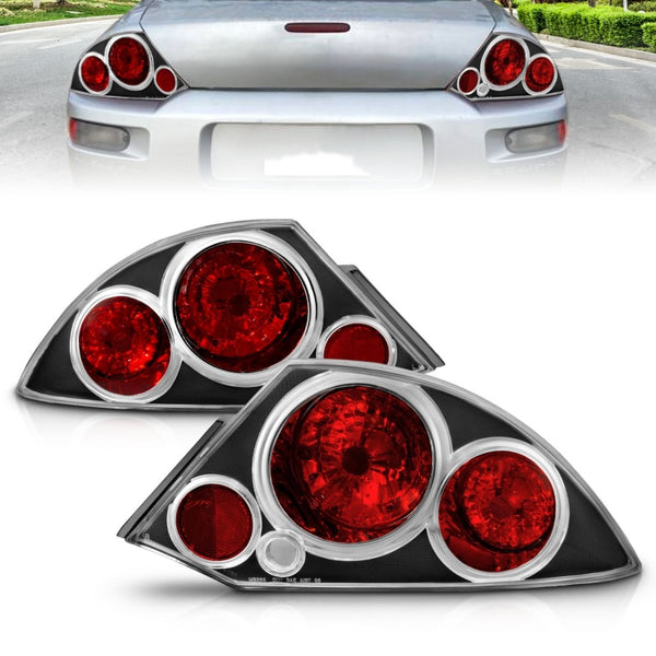 ANZO 2000-2005 Mitsubishi Eclipse Taillights Black - Bull Strap