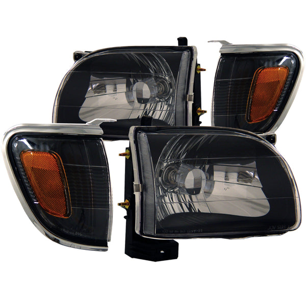 ANZO 2001-2004 Toyota Tacoma Crystal Headlights Black - Bull Strap