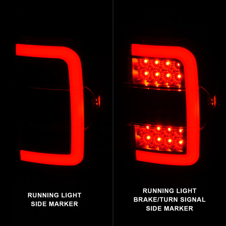 ANZO 2001-2011 Ford  Ranger LED Tail Lights w/ Light Bar Black Housing Clear Lens - Bull Strap