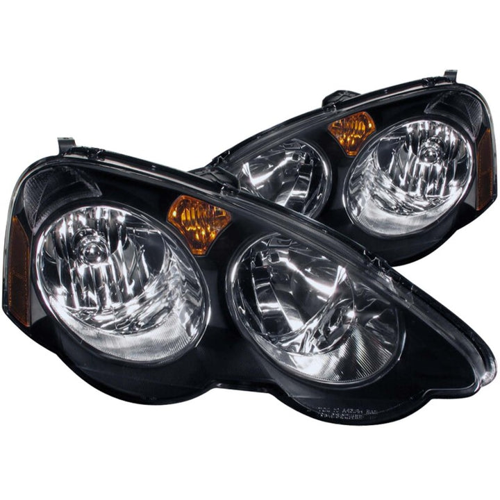 ANZO 2002-2004 Acura RSX Crystal Headlights Black - Bull Strap