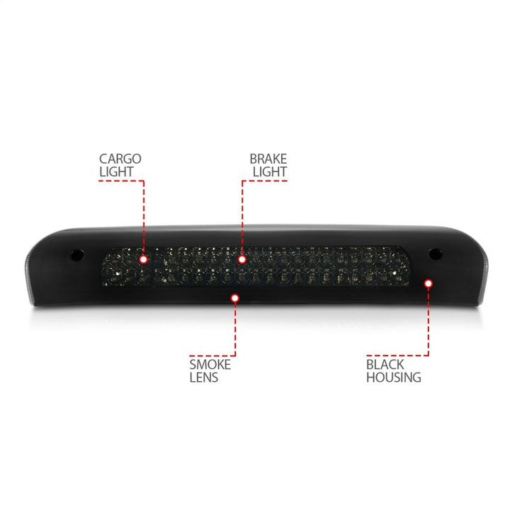 ANZO 2002-2008 Dodge Ram 1500 LED 3rd Brake Light Smoke B - Series - Bull Strap