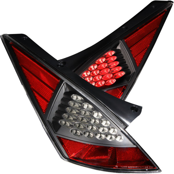 ANZO 2003-2005 Nissan 350Z LED Taillights Black - Bull Strap
