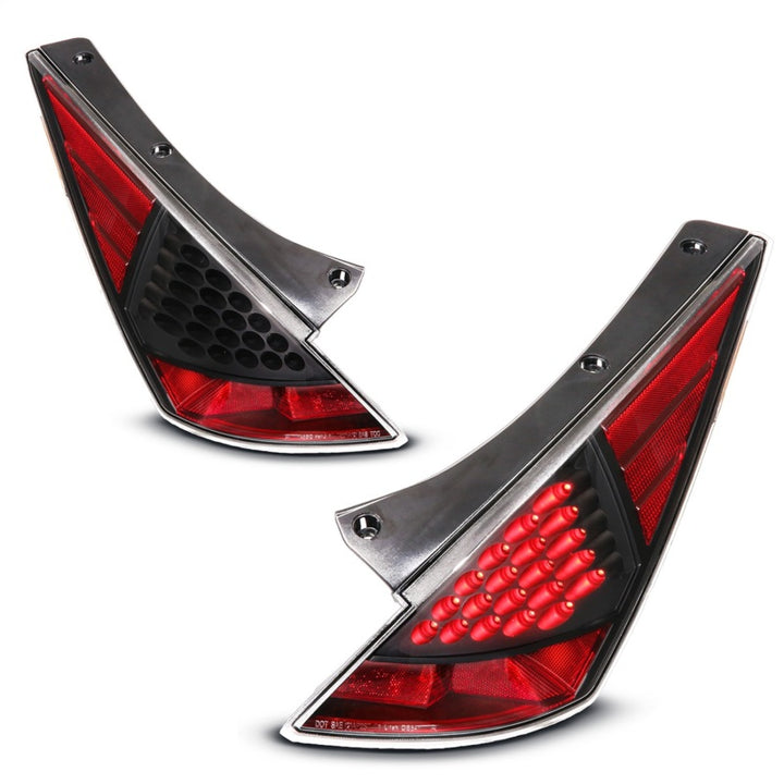 ANZO 2003-2005 Nissan 350Z LED Taillights Black - Bull Strap