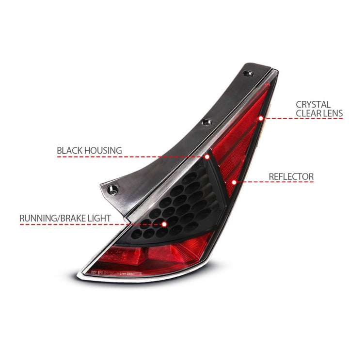 ANZO 2003-2005 Nissan 350Z LED Taillights Black - Bull Strap