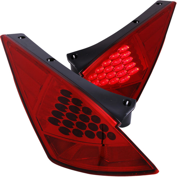 ANZO 2003-2005 Nissan 350Z LED Taillights Red - Bull Strap