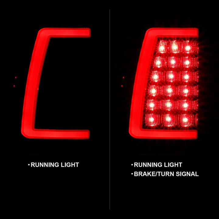 ANZO 2003-2006 Chevy Silverado 1500 LED Taillights Plank Style Black w/Clear Lens - Bull Strap