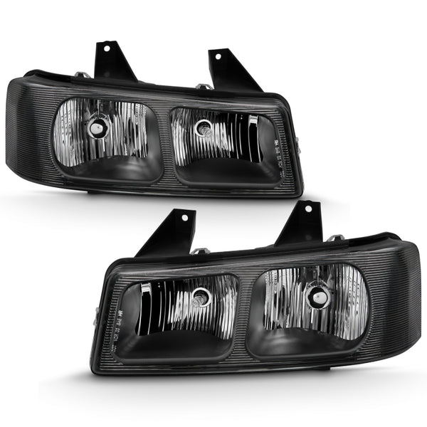 ANZO 2003-2017 Chevy Express Crystal Headlight Black - Bull Strap