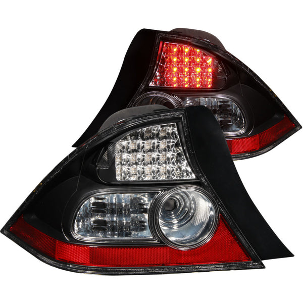 ANZO 2004-2005 Honda Civic LED Taillights Black - Bull Strap
