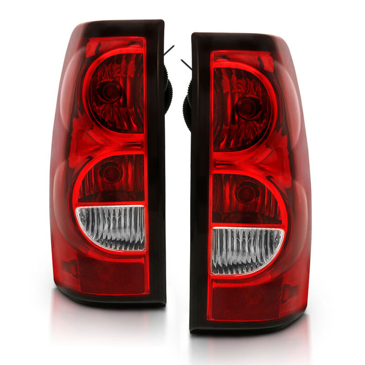 ANZO 2004-2007 Chevy Silverado Taillight Red/Clear Lens w/Black Trim (OE Replacement) - Bull Strap
