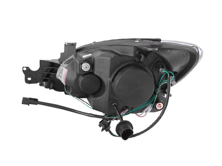 ANZO 2004-2007 Mitsubishi Lancer Projector Headlights w/ Halo Black (CCFL) - Bull Strap