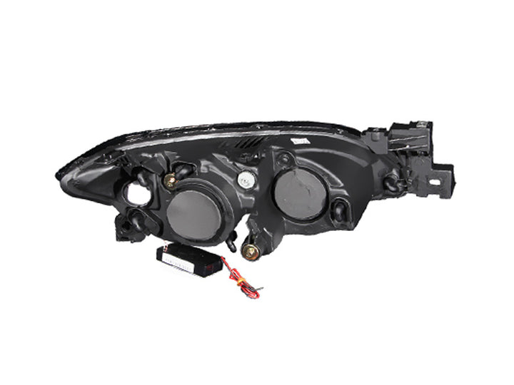 ANZO 2004-2008 Mazda 3 Projector Headlights w/ Halo Black (CCFL) - Bull Strap