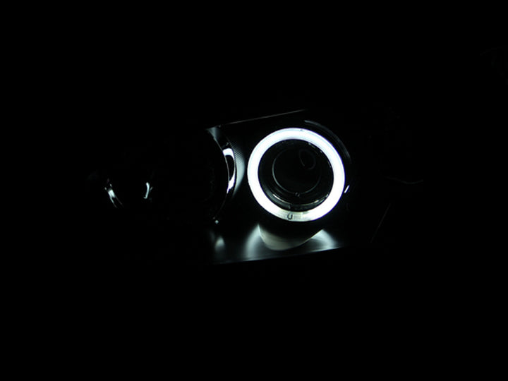 ANZO 2004-2008 Mazda 3 Projector Headlights w/ Halo Black (CCFL) - Bull Strap