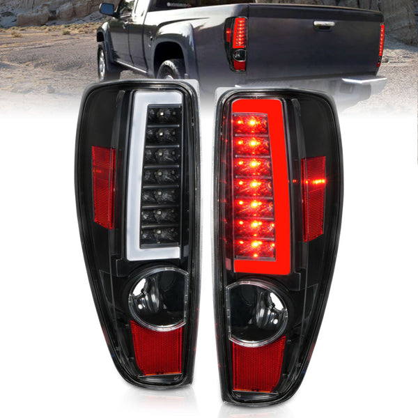 ANZO 2004-2012 Chevrolet Colorado/ GMC Canyon LED Tail Lights w/ Light Bar Black Housing - Bull Strap
