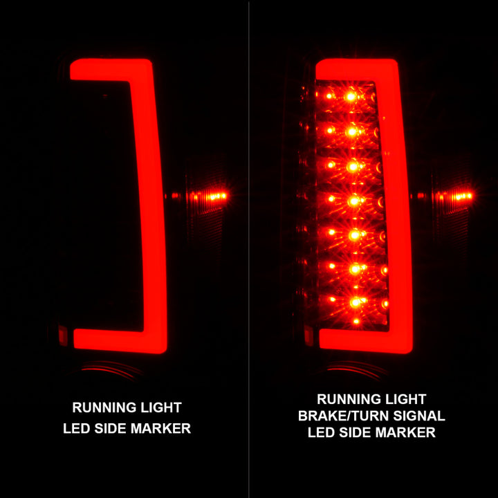 ANZO 2004-2012 Chevrolet Colorado/ GMC Canyon LED Tail Lights w/ Light Bar Black Housing - Bull Strap