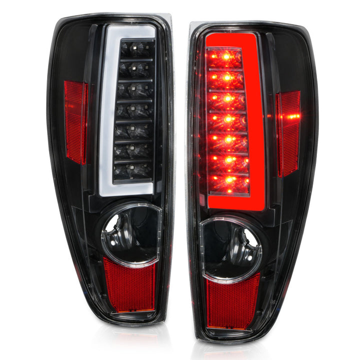 ANZO 2004-2012 Chevrolet Colorado/ GMC Canyon LED Tail Lights w/ Light Bar Black Housing - Bull Strap
