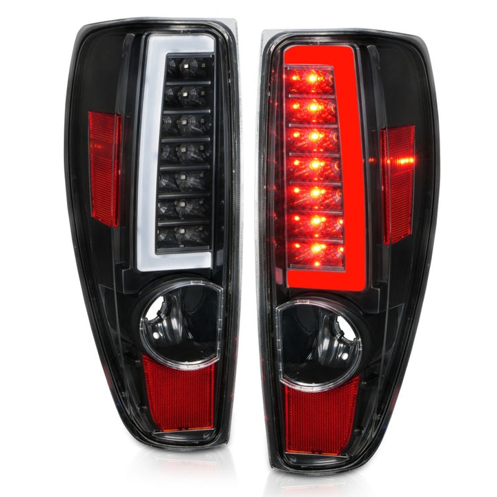 ANZO 2004-2012 Chevrolet Colorado/ GMC Canyon LED Tail Lights w/ Light Bar Black Housing - Bull Strap