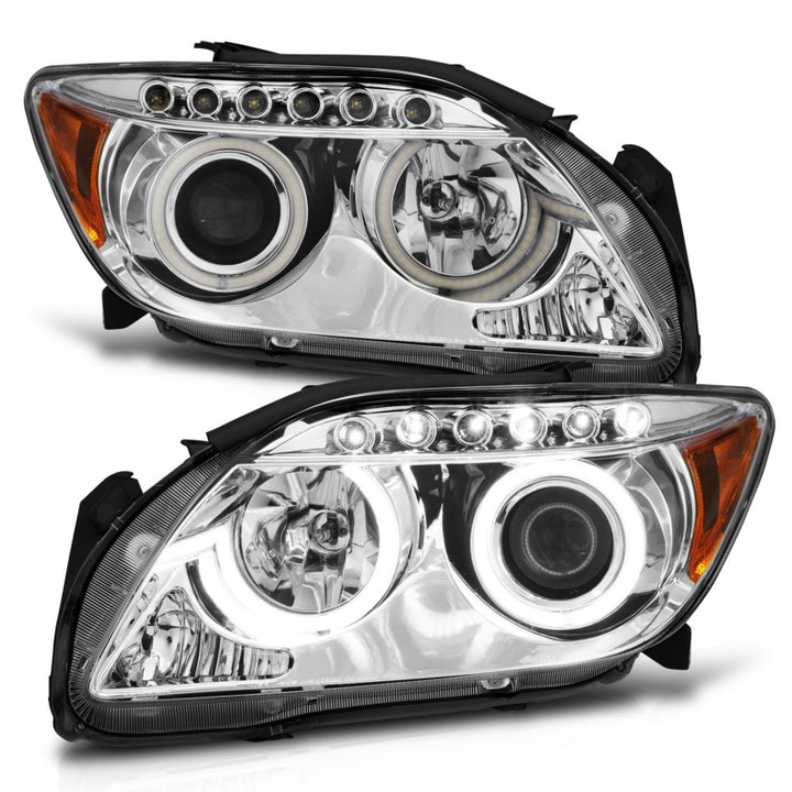 ANZO 2005-2010 Scion Tc Projector Headlights w/ Halo Chrome (CCFL) - Bull Strap