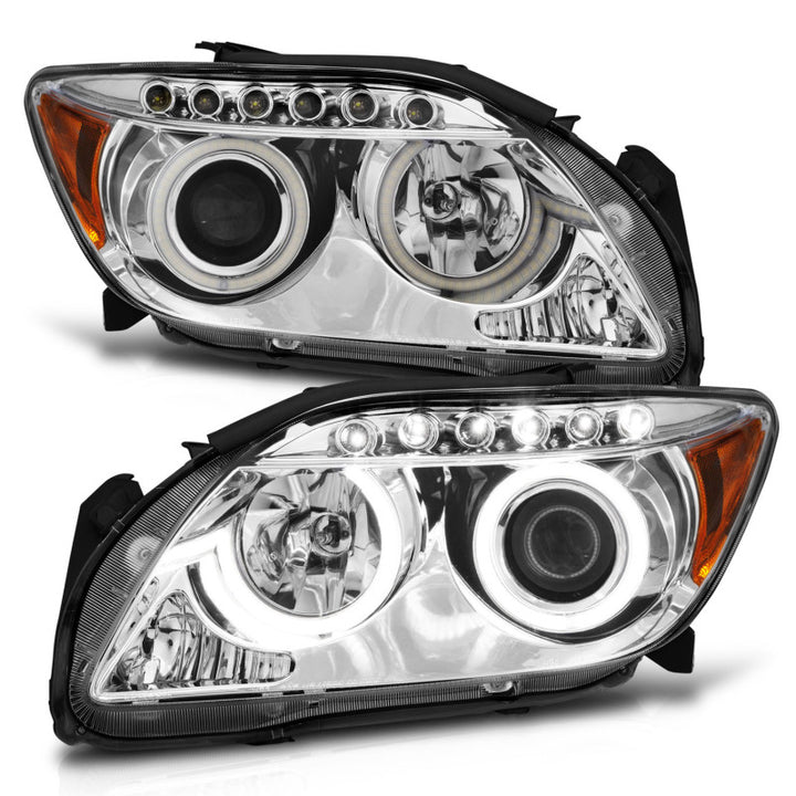 ANZO 2005-2010 Scion Tc Projector Headlights w/ Halo Chrome (CCFL) - Bull Strap