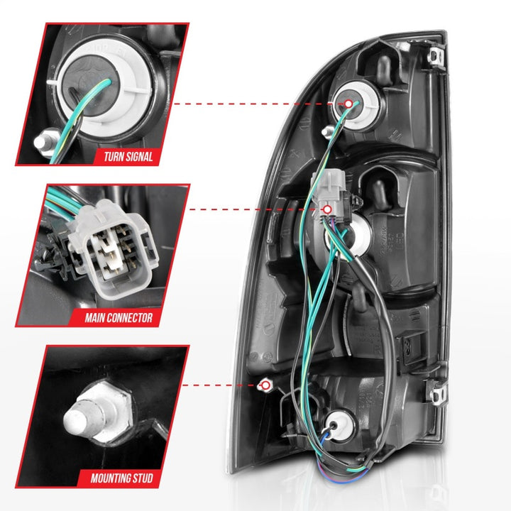 ANZO 2005-2015 Toyota Tacoma LED Taillights Black - Bull Strap