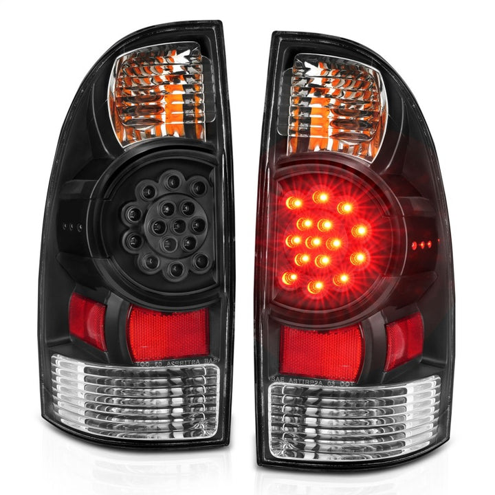 ANZO 2005-2015 Toyota Tacoma LED Taillights Black - Bull Strap