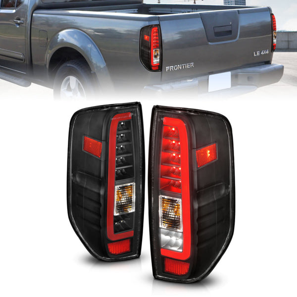 ANZO 2005-2021 Nissan Frontier LED Taillights Black Housing/Clear Lens - Bull Strap