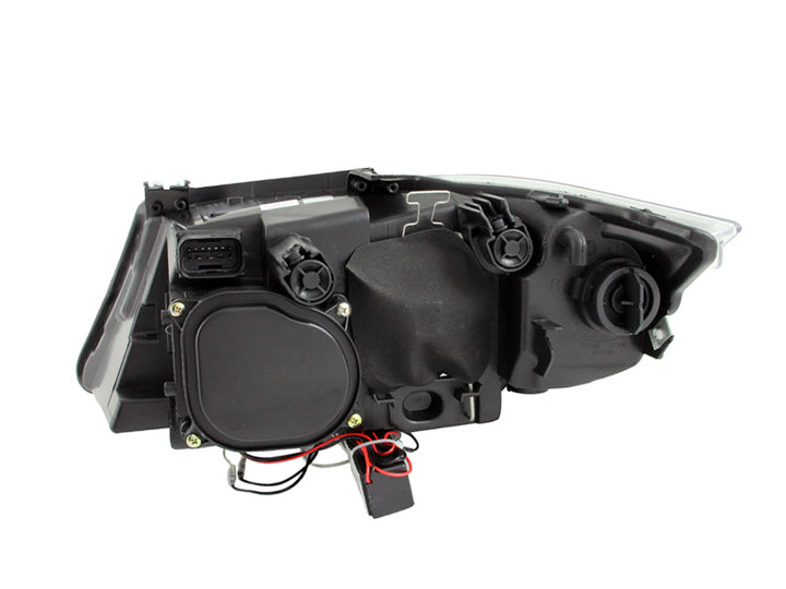 ANZO 2006-2008 BMW 3 Series E90-E91 Projector Headlights w/ Halo w/ LED Bar Black (CCFL) - Bull Strap