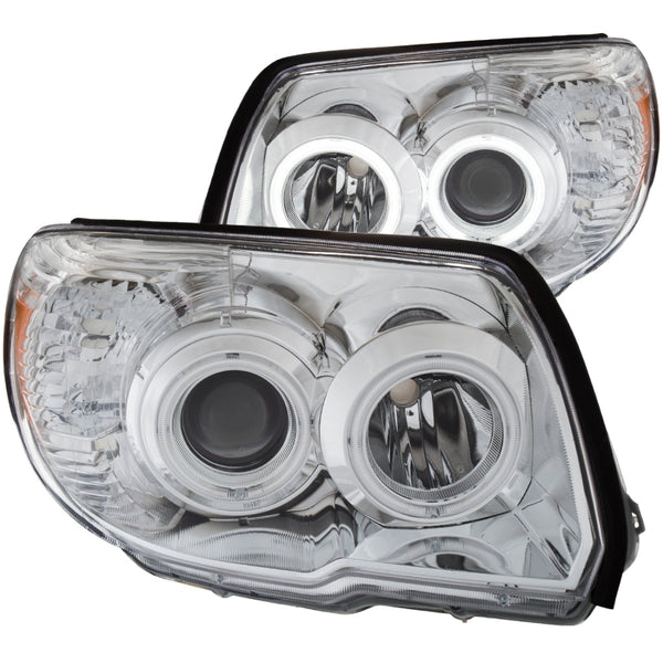 ANZO 2006-2009 Toyota 4Runner Projector Headlights w/ Halo Chrome - Bull Strap