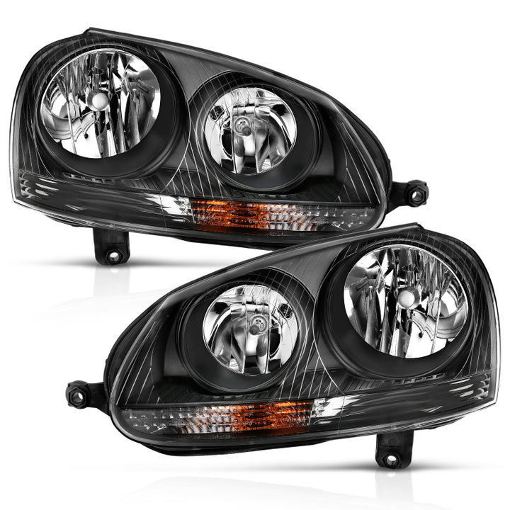 ANZO 2006-2009 Volkswagen Us Rabbit Crystal Headlight Black (Halogen Only) - Bull Strap