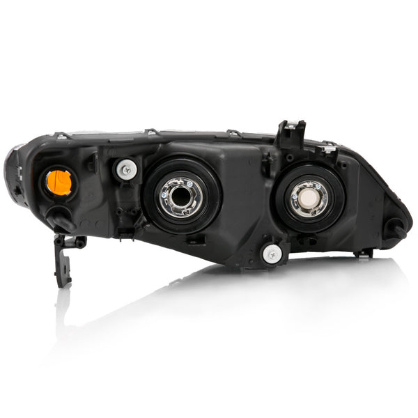 ANZO 2006-2011 Honda Civic 4 Door Crystal Headlight Black Amber (OE Replacement) - Bull Strap