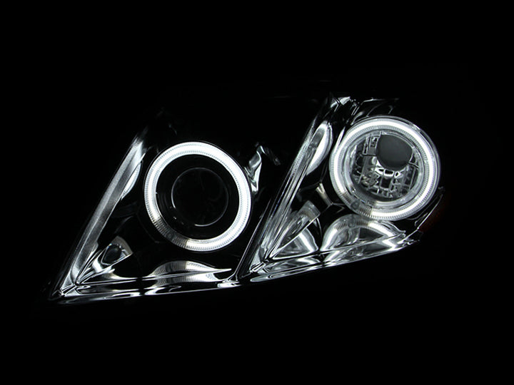 ANZO 2007-2009 Toyota Camry Projector Headlights w/ Halo Black - Bull Strap