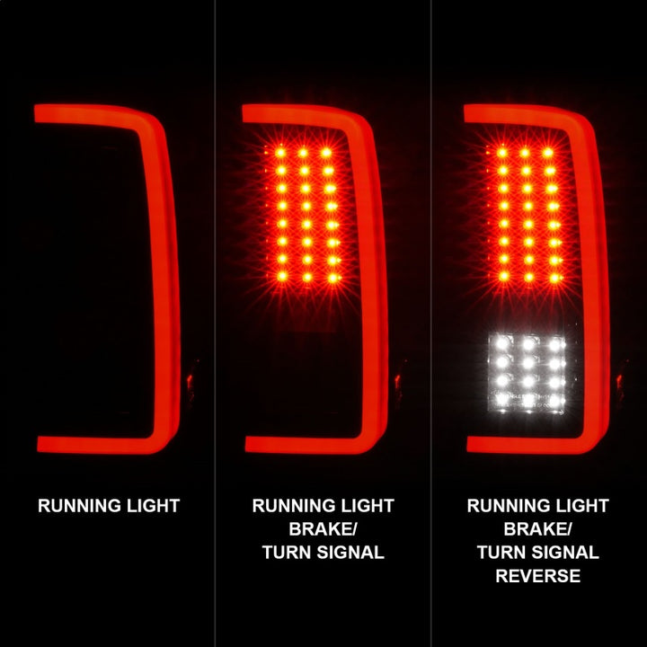 ANZO 2007-2013 Chevrolet Silverado1500/ 2500/ 3500 LED Tail Lights w/ Light Bar Black Housing Smoke - Bull Strap