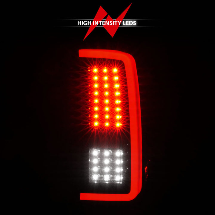 ANZO 2007-2013 Chevrolet Silverado1500/ 2500/ 3500 LED Tail Lights w/ Light Bar Black Housing Smoke - Bull Strap