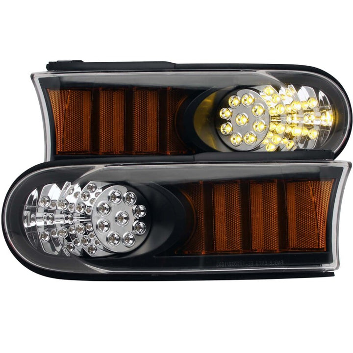 ANZO 2007-2013 Toyota Fj Cruiser LED Parking Lights Black w/ Amber Reflector - Bull Strap